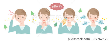 Fashionable illustrations of hay fever symptoms Horizontal banner header Fashionable illustrations of hay fever symptoms Horizontal banner header 85762579