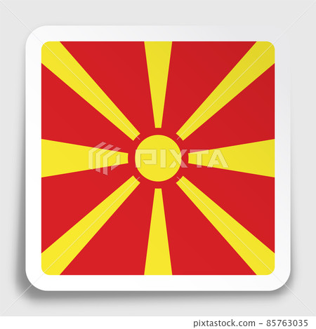 North Macedonia flag icon on paper square sticker with shadow. Button for mobile application or web. Vector 85763035