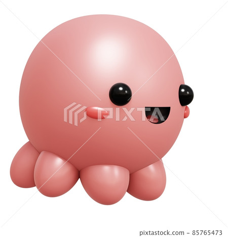 Cartoon Octopus 3D Rendering Illustration isolated. 85765473