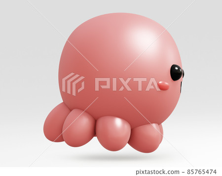 Cartoon Octopus in profile 3D Rendering Illustration isolated. Cartoon Octopus in profile 3D Rendering Illustration isolated. 85765474
