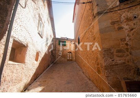 Beautiful street in Valldemossa, famous old mediterranean village of Majorca Spain. 85765660