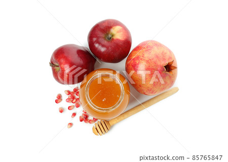 Rosh hashanah concept isolated on white background Rosh hashanah concept isolated on white background 85765847