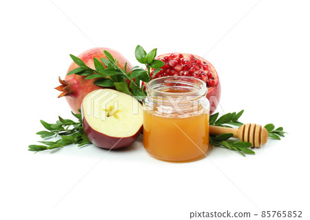 Rosh hashanah concept isolated on white background Rosh hashanah concept isolated on white background 85765852