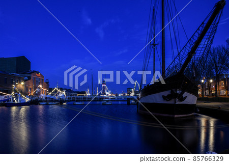Den Helder, the netherlands. December 2012. The former Willemsoord shipyard in Den Helder by night. Den Helder, the netherlands. December 2012. The former Willemsoord shipyard in Den Helder by night. 85766329