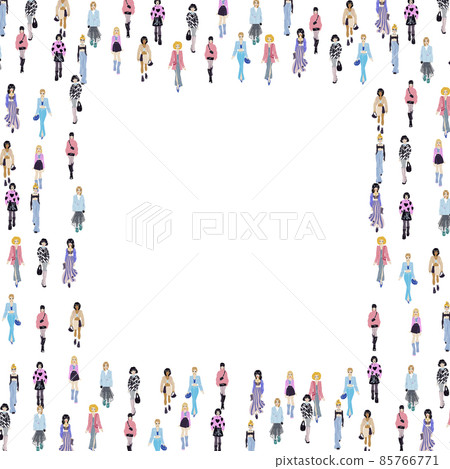 Women in trendy clothes. Fashion vector square frame Women in trendy clothes. Fashion vector square frame 85766771