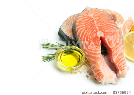 Fresh raw salmon isolated on white background 85766934