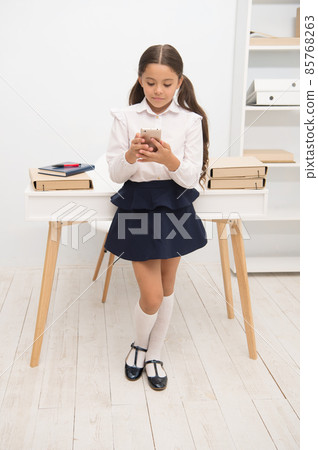 Always in touch. Kid girl send message to parents.  85768263