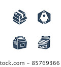 Pacakging display and shop icons vector illustration set 85769366