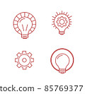 Linear innovation ideas fabric and gear icons logos vector illustation 85769377