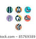 Orthopedic medical human joints and bones icon set 85769389
