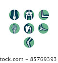 Orthopaedic physiotherapy and sport medicine circle icons 85769393