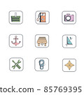 Navigation sailing and map vector icons set 85769395