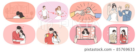 Set of happy couple relationships goal 85769633