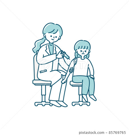 Illustration of a child receiving vaccination Illustration of a child receiving vaccination 85769765