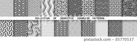 Geometric set of seamless black and white... - Stock Illustration ...