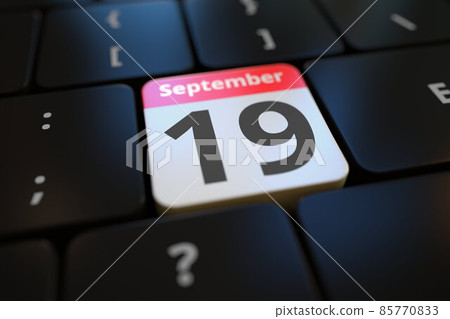 September 19 date on a keyboard key, 3d rendering September 19 date on a keyboard key, 3d rendering 85770833
