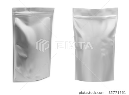 Coffe bag mockup. Foil food pouch vector blank 85771561