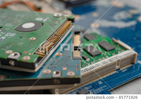 micro circuit main board computer electronic technology, hardware, upgrade, cleaning concept. micro circuit main board computer electronic technology, hardware, upgrade, cleaning concept. 85771926