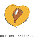 Vector isolated half a sliced peach contour line doodle drawing. Colorful. continuous line 85772844