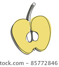 Doodle sketch food apple. Half apple. colorful. Continuous outline hand draw 85772846