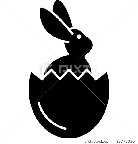 Rabbit In Easter Egg Glyph Icon Vector - Stock Illustration [85773030 ...