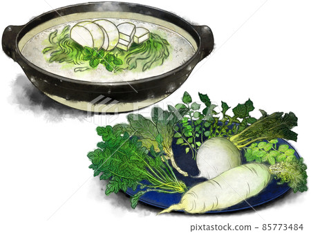 Nanakusa-gayu 蔬菜水彩風格食品插圖 Nanakusa-gayu 蔬菜水彩風格食品插圖 85773484