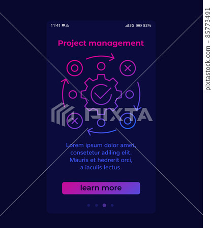 project management mobile banner with line icon project management mobile banner with line icon 85773491