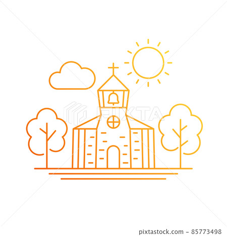 church with a belfry, line vector art 85773498