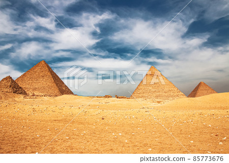 Ancient Pyramid of Mycerinus, Menkaura and the Pyramids of the Queens Menkaurev Giza, Egypt 85773676