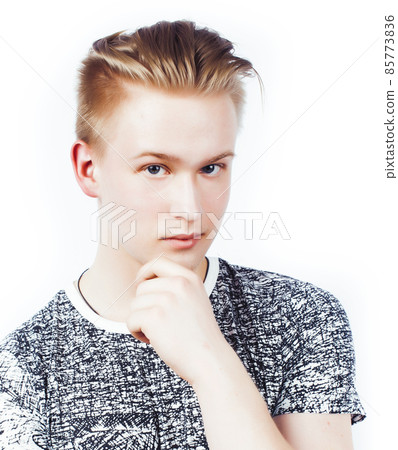 young handsome teenage hipster guy posing emotional, happy smiling against white background isolated, lifestyle people concept young handsome teenage hipster guy posing emotional, happy smiling against white background isolated, lifestyle people concept 85773836