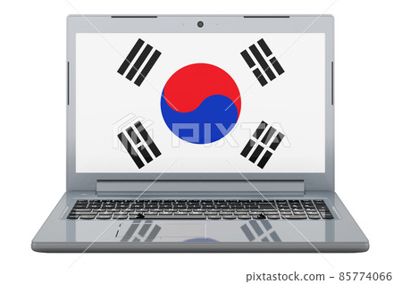 South Korean flag on laptop screen. 3D illustration South Korean flag on laptop screen. 3D illustration 85774066