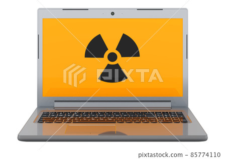 Radiation sign on laptop screen. 3D illustration 85774110