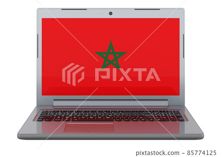 Moroccan flag on laptop screen. 3D illustration 85774125