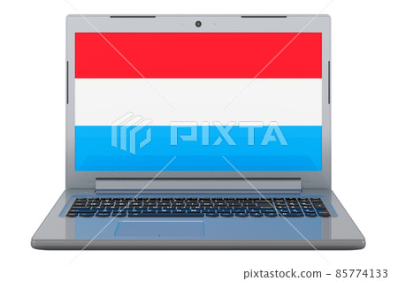 Luxembourgish flag on laptop screen. 3D illustration 85774133