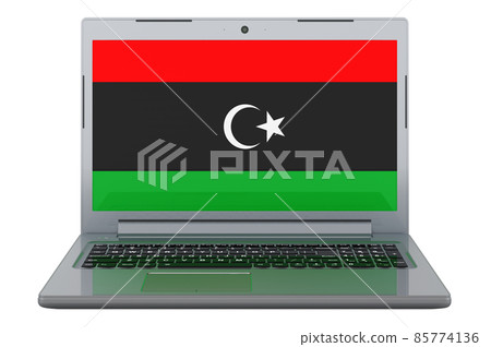 Libyan flag on laptop screen. 3D illustration 85774136