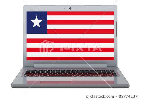 Liberian flag on laptop screen. 3D illustration 85774137