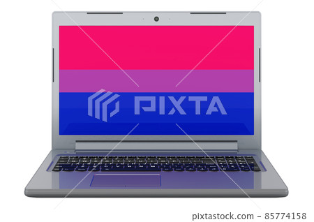 Bisexual flag on laptop screen. 3D illustration Bisexual flag on laptop screen. 3D illustration 85774158
