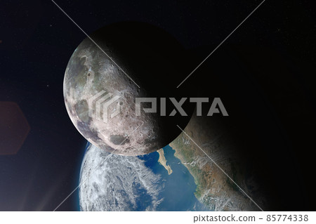 Moon and Earth. 85774338