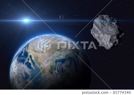 Planet Earth and asteroid. 85774340