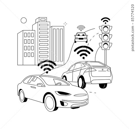 Smart roads construction abstract concept vector illustration. 85774520