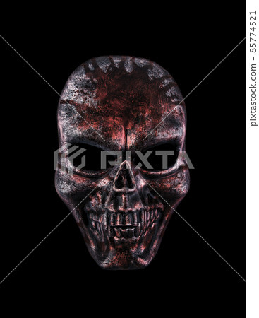 Human skull in blood isolated on black background with clipping path 85774521