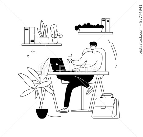 Biophilic design in workspace abstract concept vector illustration. 85774941