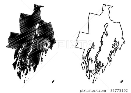 Lincoln County, Maine (U.S. county, United States of America, USA, U.S., US) map vector illustration, scribble sketch Lincoln Parish map 85775192
