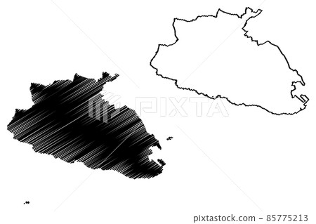 Southern Region (Republic of Malta, island, archipelago, Regions of Malta) map vector illustration, scribble sketch Regjun Nofsinhar map 85775213