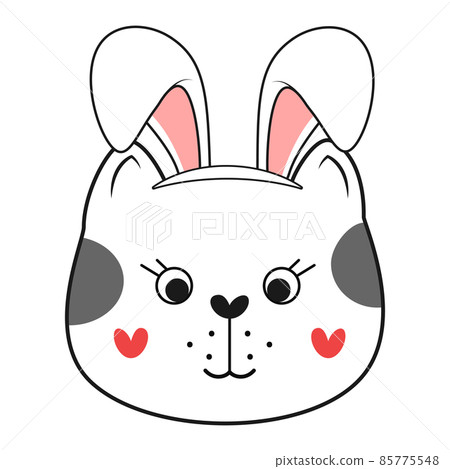 Cute doodle cat with bunny ears. Vector illustration. Cute doodle cat with bunny ears. Vector illustration. 85775548