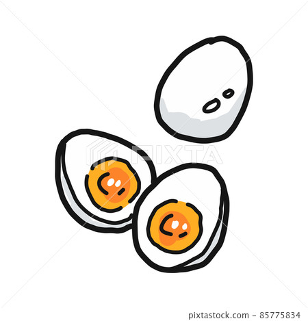 Illustration of a boiled egg with a shell. 85775834