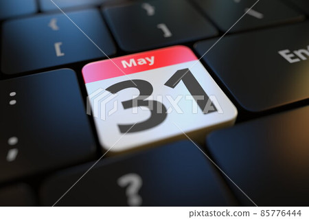 May 31 date on a keyboard key, 3d rendering May 31 date on a keyboard key, 3d rendering 85776444