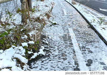 東京因雪而結冰的道路景觀 85777186
