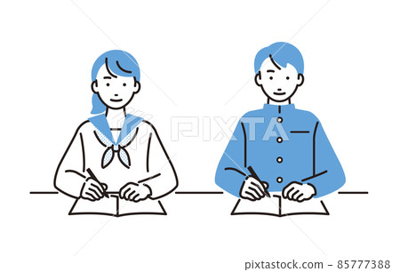 Men and women of junior high school students studying 85777388