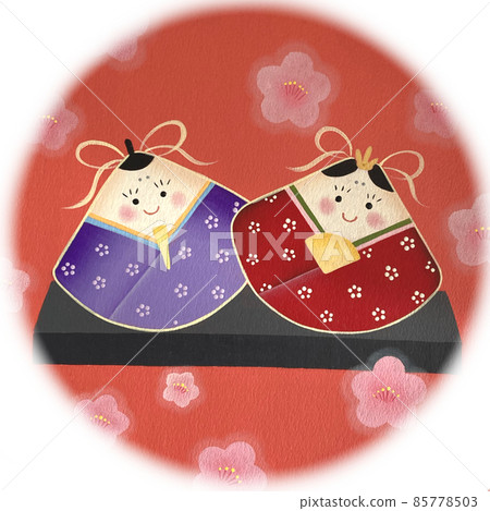 手繪Hinamatsuri插圖:可愛的小雞和內襯 手繪Hinamatsuri插圖:可愛的小雞和內襯 85778503